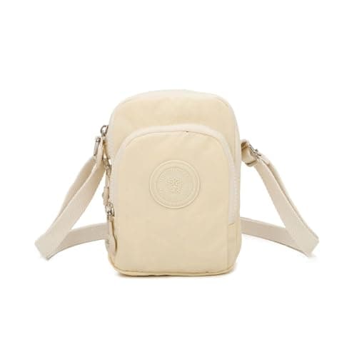 Image of YDezire Nylon Crossbody Bag for Women, Small Phone Bags, Mini Shoulder Purse, Adjustable Shoulder Strap Cellphone Wallet, Small Phone Cross Body Shoulder Bag (Cream)