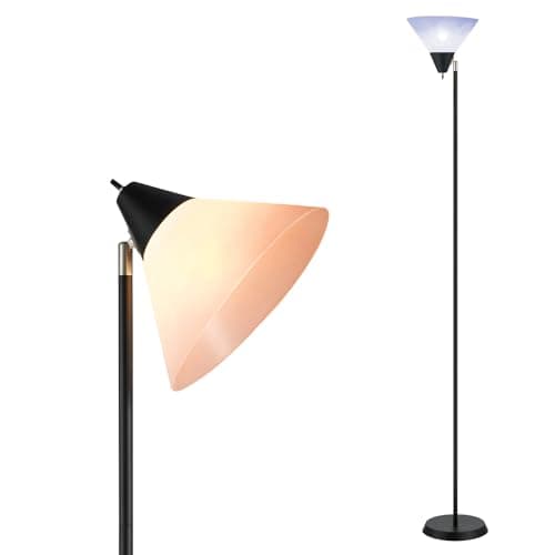 Image of lianheng Torch Floor Lamps, Standing Floor Lamp with Rotatable Head Light, Drop-Resistant White Lampshade, Rotary Switch, Pole Tall Lamps for Living Room, Bedroom, Office Dining Room with No Bulb