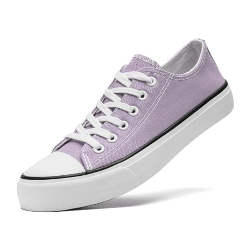 Image of sharllen Canvas Shoes Women Ladies Low Top Sneakers Classic Lace Up Trainers for Men Women Canvas Plimsolls Pumps Casual Tennis Shoes(Purple 255)
