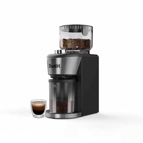 Image of Dualit Burr Coffee Grinder - 35 Grind Settings - Adjustable Portion Control - Removable Stainless Steel Conical Burrs - Easy Cleaning - Safety Protection Program