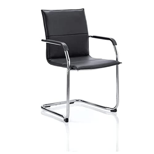 Image of Dynamic BR000178 Echo Bonded Leather Visitor Cantilever Chair with Arms - Black