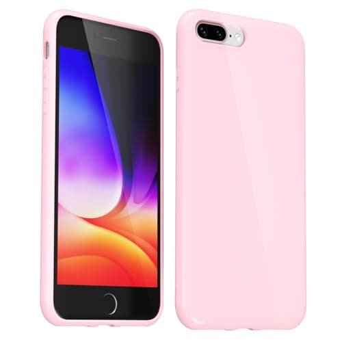 Image of Svanove for iPhone 7 Plus/ 8 Plus Case Silicone, Glossy Soft Rubber Gel Jelly Cute Protective Plastic Simple Plain Phone Case Cover for Women Girl, Slim Thin Flexible Shockproof TPU, Pink