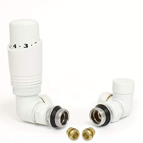 Image of Hot Flow | Cascade Modern Corner TRV Thermostatic Radiator Valve 10mm Compression (White)