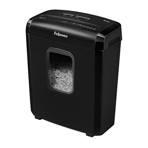 Image of Fellowes Paper Shredder for Home Office Use - 6 Sheet Mini Cut Shredder for Home and Personal Use - Deskside Shredder with 13 Litre Bin and Safety Lock - Powershred 6M - Advanced Security P4 - Black