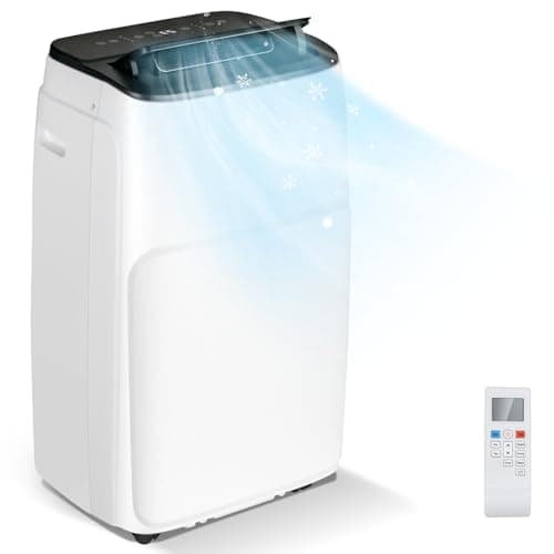 Image of HOMFME 12000BTU/14000BTU Air Conditioning Unit, 5 in 1 Portable Air Conditioner, Cooling Fan, Dehumidifier with 3 Speeds, Digital Display, Remote Control, 24H Timer, Window Venting Kit (12000BTU)