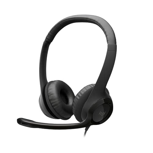 Image of Logitech H390 Wired Headset for PC/Laptop, Stereo Headphones with Noise Cancelling Microphone, USB-A, In-Line Controls, Works with Chromebook - Black