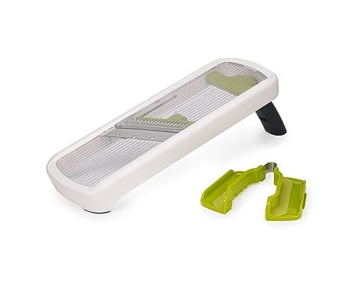 Image of Joseph Joseph Multi-Grip Kitchen Mandoline, Adjustable Fruit and Vegetable Slicer, 3-Slice & 2-Julienne Thickness, with Precision Food Grip, White