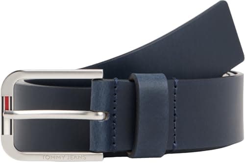 Image of Tommy Jeans Men’s 3.5 cm Austin Leather Belt, Blue (Dark Night Navy), 31.5 inches