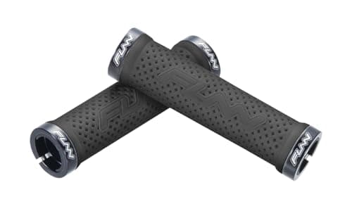 Image of Funn Combat II Mountain Bike Handlebar Grips with Double Lock on Clamp, Comfortable And Durable Grips with 22 mm Inner Diameter, Waffle Patterned Bike Grips For MTB/BMX (Black)