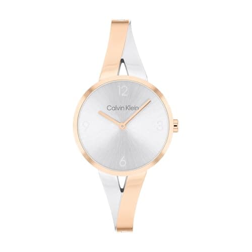 Image of Calvin Klein Two Hand Quartz Movement Watch for Women Joyful Collection with Two-Tone Stainless Steel Bangle Bracelet - 25100028