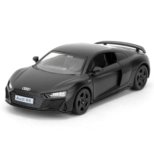 Image of BGHSCA 1/36 Scale Audi R8 Diecast Model Car, Zinc Alloy Pull Back Vehicles Toy Car for Kids Adults Black