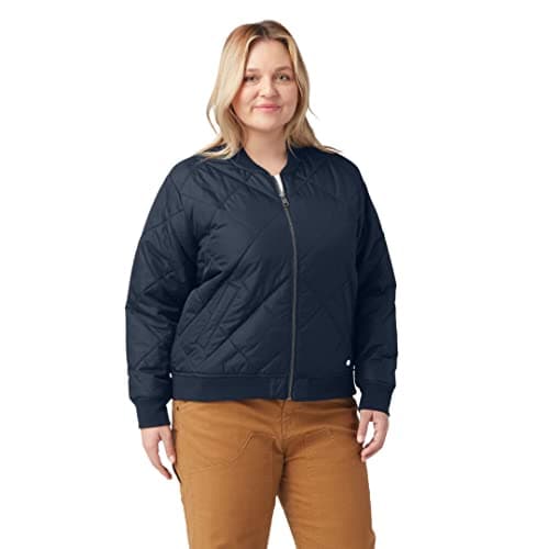 Image of Dickies Women's Size Plus Quilted Bomber Jacket, Dark Navy, 1X