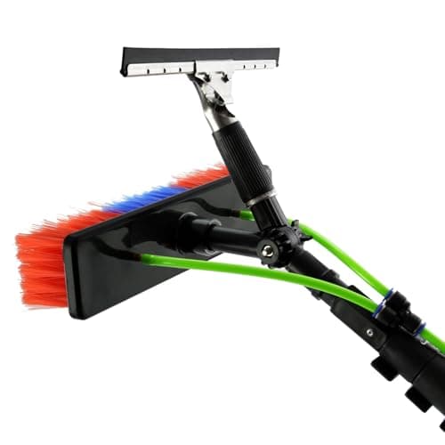 Image of MAXBLAST 20ft Water Fed Telescopic Window Cleaning Pole with Brush & Squeegee, 3-Way Connector, Lightweight Aluminium Pole for Windows, Conservatory & Guttering
