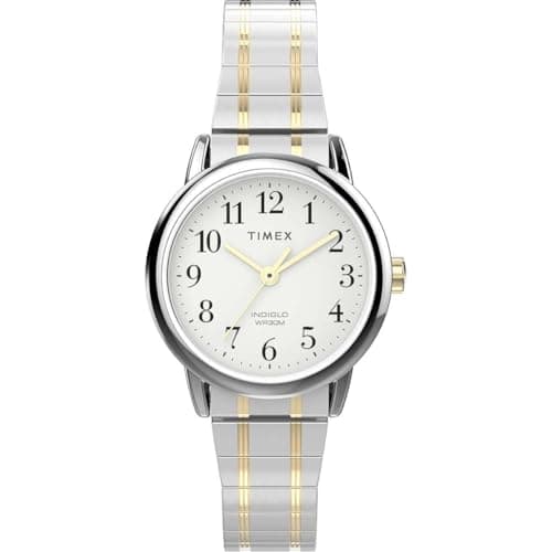 Image of Timex Women's Easy Reader 25mm Watch, Two-Tone Stainless Steel Expansion Band White Dial Silver-Tone Case