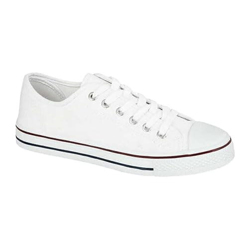 Image of MBN Mens Canvas Lace Up Casual Espadrilles Gym Trainers Plimsolls Pumps Shoes Size All White 9