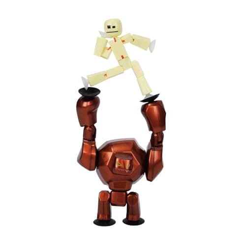 Image of Zing StikBot & Mega Monster Stop-Motion Animation Pack – Exclusive Figure, Creative Toy for Kids Age 4+ (Bronze + Butter Yellow)