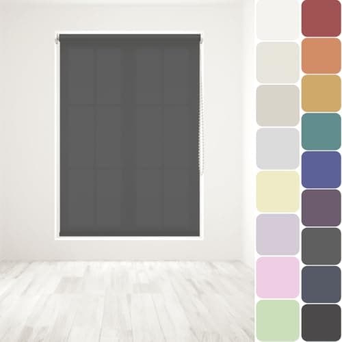 Image of Straight Edge Dim-Out Roller Blind - Easy Fit Home Office - 90cm Width x 160cm Width Drop - Dark Grey