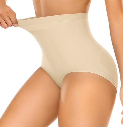 Image of Wiepux Tummy Control Knickers, High Waisted Seamless Shapewear Briefs Butt Lifter Body Shaper for Women Waist Trainer Slimming Panties Ladies (Nude, L)