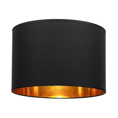 Image of GIGGI Fabric Lamp Shades with Golden Inner, 8" Black Lampshades for Ceiling Lights, Table Lamps & Floor Lamps, Light Shade Ceiling for Living Room, Bedroom, Kitchen, Hallway, Home Décor (Black, 8")