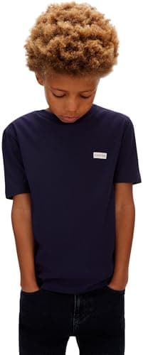 Image of Calvin Klein Boy's Logo Label Ss T-Shirt LVCKSJA08B S/S T-Shirt, Blue (Evening Blue #19-3815 TCX), 14 Years
