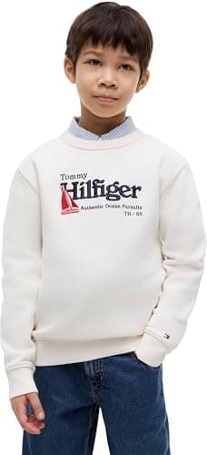 Image of Tommy Hilfiger Boy's Embroidery Graphic Sweatshirt KB0KB10506 Other Sweatshirts, WHITE (Ancient White), 12 Years