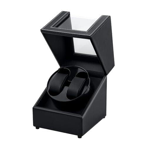 Image of Mcbazel Double Automatic Watch Winder Box, Automatic Watch Display Storage Rotation Wristwatch Box with 2 Slots-Black