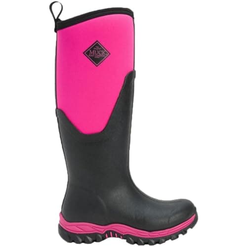 Image of Muck Boots Women's Arctic Sport II Tall Fleece Lined Waterproof Pull on Boot, Black Pink, 5