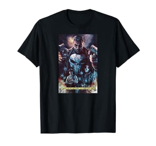 Image of Marvel The Punisher Frank Castle Distressed Battle T-Shirt