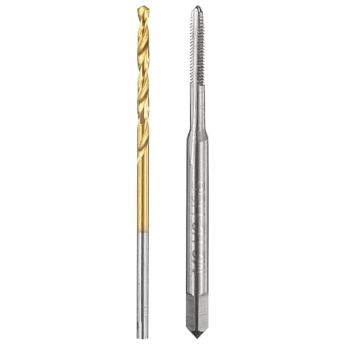Image of sourcing map Tap and Drill Bit Set, 1pcs M2 x 0.4 Metric Straight Flute Thread Screw Taps & 1pcs 1.6mm Twist Drill Bits, Uncoated/Titanium Coated HSS-6542 Tapping Threading Tool Kit