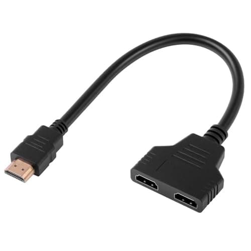 Image of KenHLun HDM Splitter 1 in 2 Out Cable Adapter,Splitter 1080P HDM Male to Dual Female 1 to 2 Way Distributor HDM Multi Adapter Converter Cable for Dual Monitors Projectors TV LCD LED DVD Plug and Play
