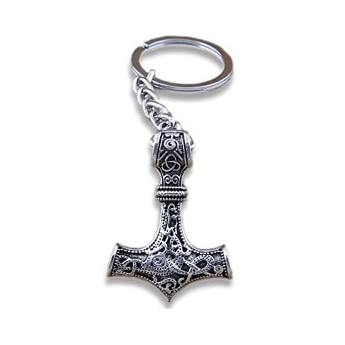 Image of Mjolnir Keyring Thor Hammer Viking Nordic Amulet Rune Keychain Jewelry Gift