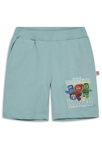 Image of Kabooki LEGO® NINJAGO® Shorts for Boys and Girls - Soft Sweatshirt Fabric, Adjustable Elastic Waistband | Front Pockets, Ninjago Print | Everyday Wear, blue-green, 104