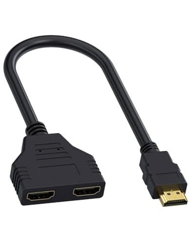 Image of HDMI Splitters 1 in 2 Out HDMI Splitter Cable Adapter, 1080p HDMI Male to Dual Female 1 to 2 Way Distributor Converter for HD LED LCD DVD TV Dual Monitors Signal One in Two Out Plug and Play