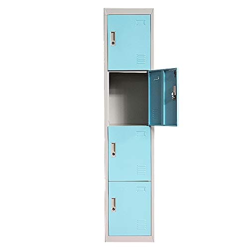 Image of Panana Metal Storage Locker Cupboard Tall Office Lockable Filing Cabinet 4 Doors Free Standing Office File Cupboard Unit Racking Solutions Bookcase School Staff Gym Changing Room Cabinet