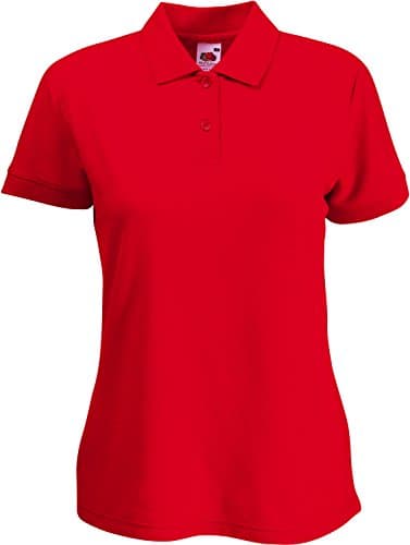 Image of Fruit of the Loom SS86 Women's Fit Pique Short Sleeve Polo Shirt Red L