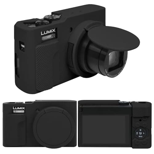 Image of RAIALL Silicone Case for Panasonic LUMIX DC-TZ99 Point and Shoot Camera, LUMIX DC-TZ99 Soft Protective Silicone Sleeve Holder, Travel Lightweight Rubber Cover with Removable Lens Cover, Black