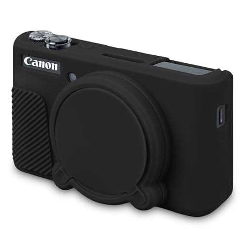 Image of BOVKE Silicone Case for Canon PowerShot SX740/ SX730, Soft Camera Cover with Removable Lens Cap, Black