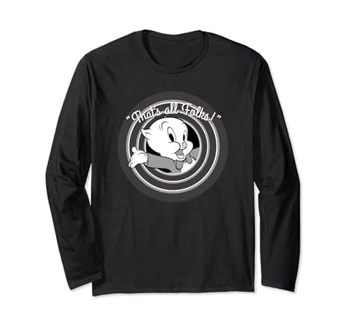 Image of Looney Tunes That's All Folks Porky Pig Long Sleeve T-Shirt