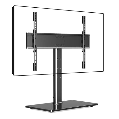 Image of suptek Reinforced Universal TV Stand for Large TVs in 37-75 inch, Upgraded Height Adjustment Table Top Tall TV Stand Mount, Heavy Duty TV Replacement Stand with Tempered Glass Base Up to 45kg, TS203