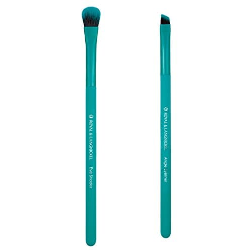 Image of Moda Royal & Langnickel Travel Size EZGlam Duo Cat Eye 2pc Makeup Brush Set Includes -Eye Shader and Angle Eyeliner Brushes, Teal, BMD-EGCE