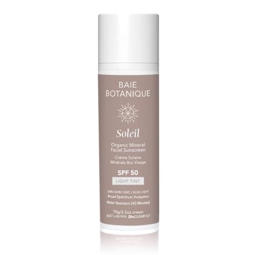 Image of Tinted Mineral Facial Sunscreen SPF 50 – Zinc Oxide UV Protection – Broad Spectrum UVA UVB – Water Resistant (40 Minutes) – Evens Skin Tone – With Hyaluronic Acid & Vitamin C – Vegan – 70g