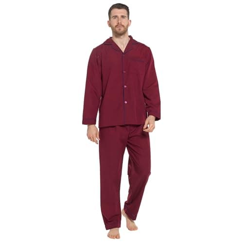 Image of Lora Dora Strong Soul Mens Traditional 2 Piece Pyjamas, Plain Red, M