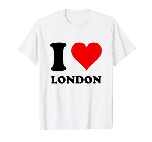 Image of Red Heart I Love London T-Shirt, Men, White, Small