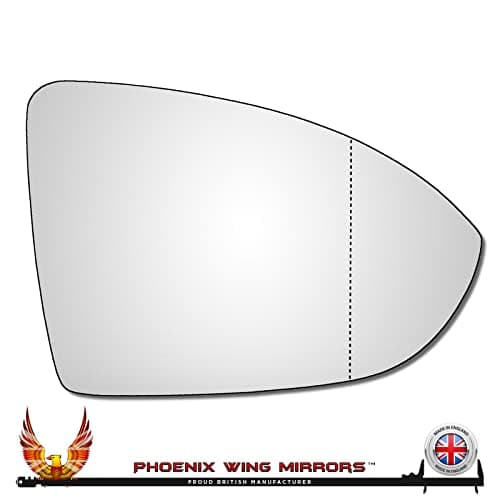 Image of Phoenix Wing Mirrors Right Hand Drivers Side Golf Mk7/Mk7.5 Wide Angle Wing Mirror Glass 2012/2013/2014/2015/2016/2017/2018/2019/2020/2021 Supplied With Automotive Grade Adhesive. UK Made.