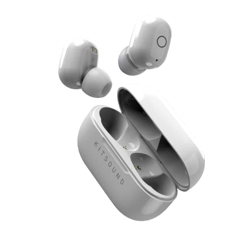 Image of Kitsound Edge 20 True Wireless Earbuds, Headphones In Ear. Bluetooth Earphones With Microphone, Wireless Ear Buds, Bluetooth Earbuds With Mic, White