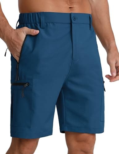 Image of APTRO Mens Cargo Hiking Shorts Outdoor Lightweight Golf Casual Shorts for Men with 5 Zipper Pockets Dark Blue L