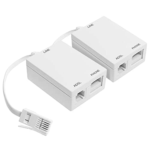 Image of Dynamode ADSL Micro filter and Splitter Adapter For Broadband, Tiscali, Sky, Talktalk, Orange, O2 Modem, Router, DECT, PABX, Phone Systems, Home and Office, Plug n' Play