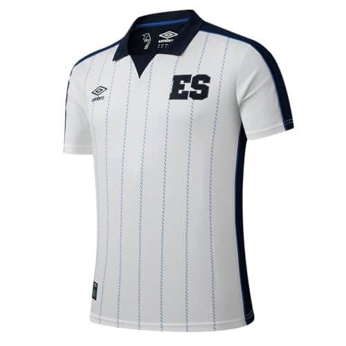 Image of Umbro Men's 23/24 El Salvador National Team Soccer Jersey, Off White/Blue-4th Short Sleeve, XXL