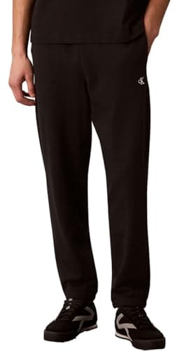 Image of Calvin Klein Men’s Terry Monogram Jogging Bottoms with Back Pocket, Black (Black), S