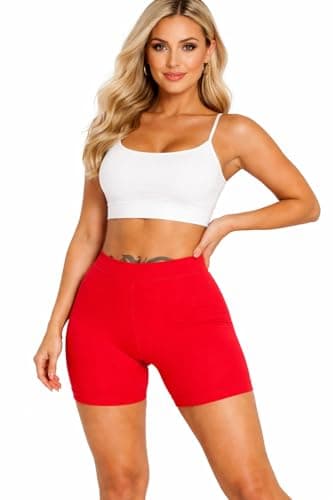 Image of L S U Women Shorts Stretchy Pull On Comfortable Hot Pants Gym Yoga Casual Shorts (red M-L)
